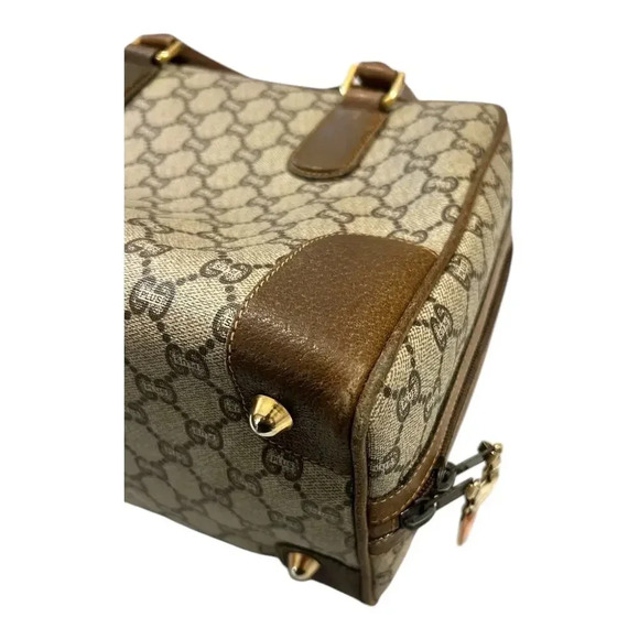 Gucci Plus Gray/Brown VINTAGE 70s Boston Shoulder Handbag Purse GUC - Picture 13 of 16